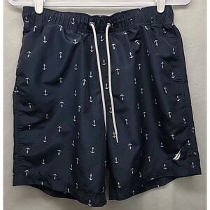 Nautica Mens‎ Swim Trunks Anchor Patterned Mesh Lined